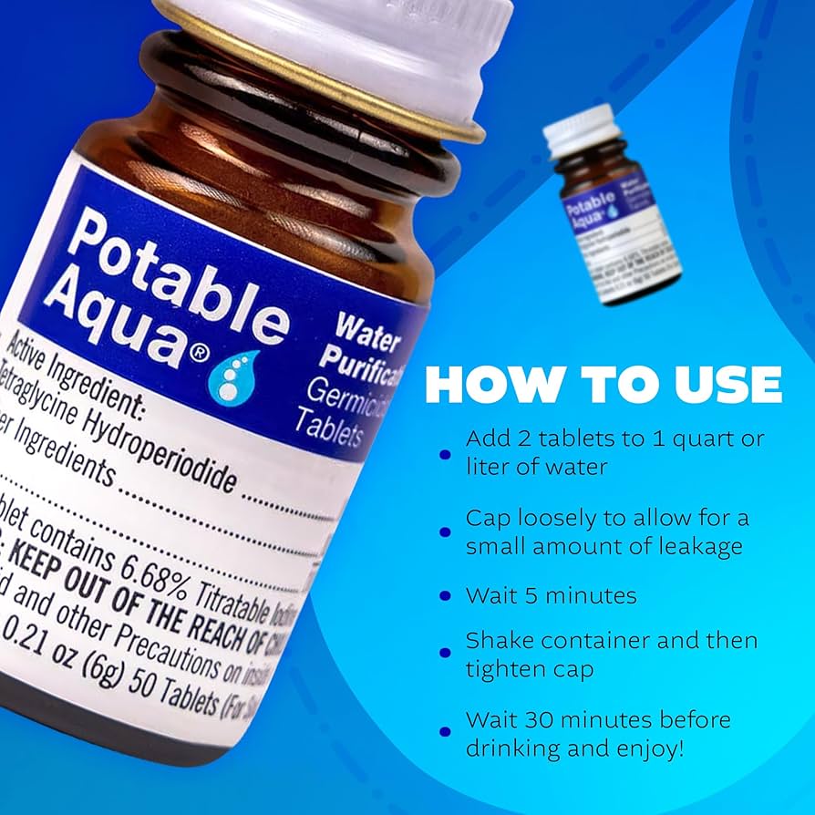 Potable Aqua water purification tablets how to use instructions