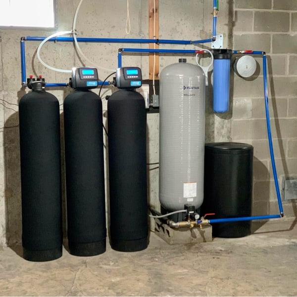 Whole house water filtration system basement installation